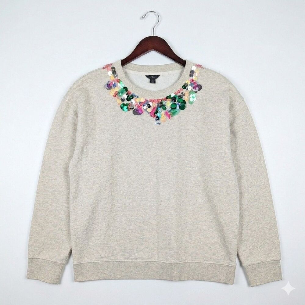 J. Crew Womens Embellished Fleece Sweatshirt Size XL